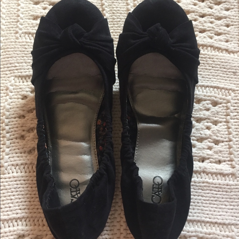 Black Faux Suede Scrunch Flats